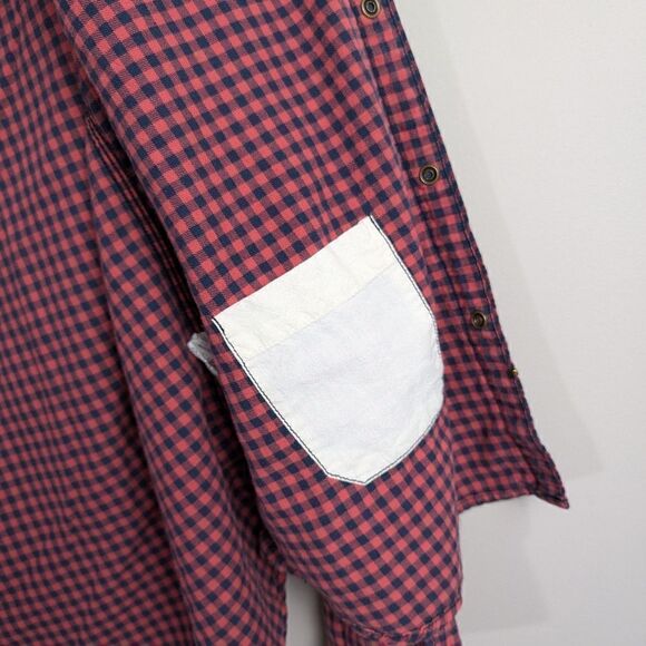 Scotch and soda mens' button shirt plaid dark pink, blue L - Picture 5 of 12